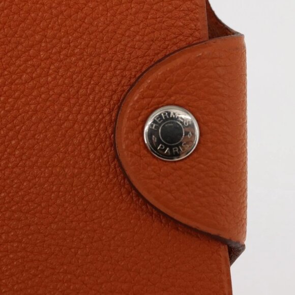 HERMES Day Planner Cover Leather Orange Silver Auth 147237 - Picture 9 of 16
